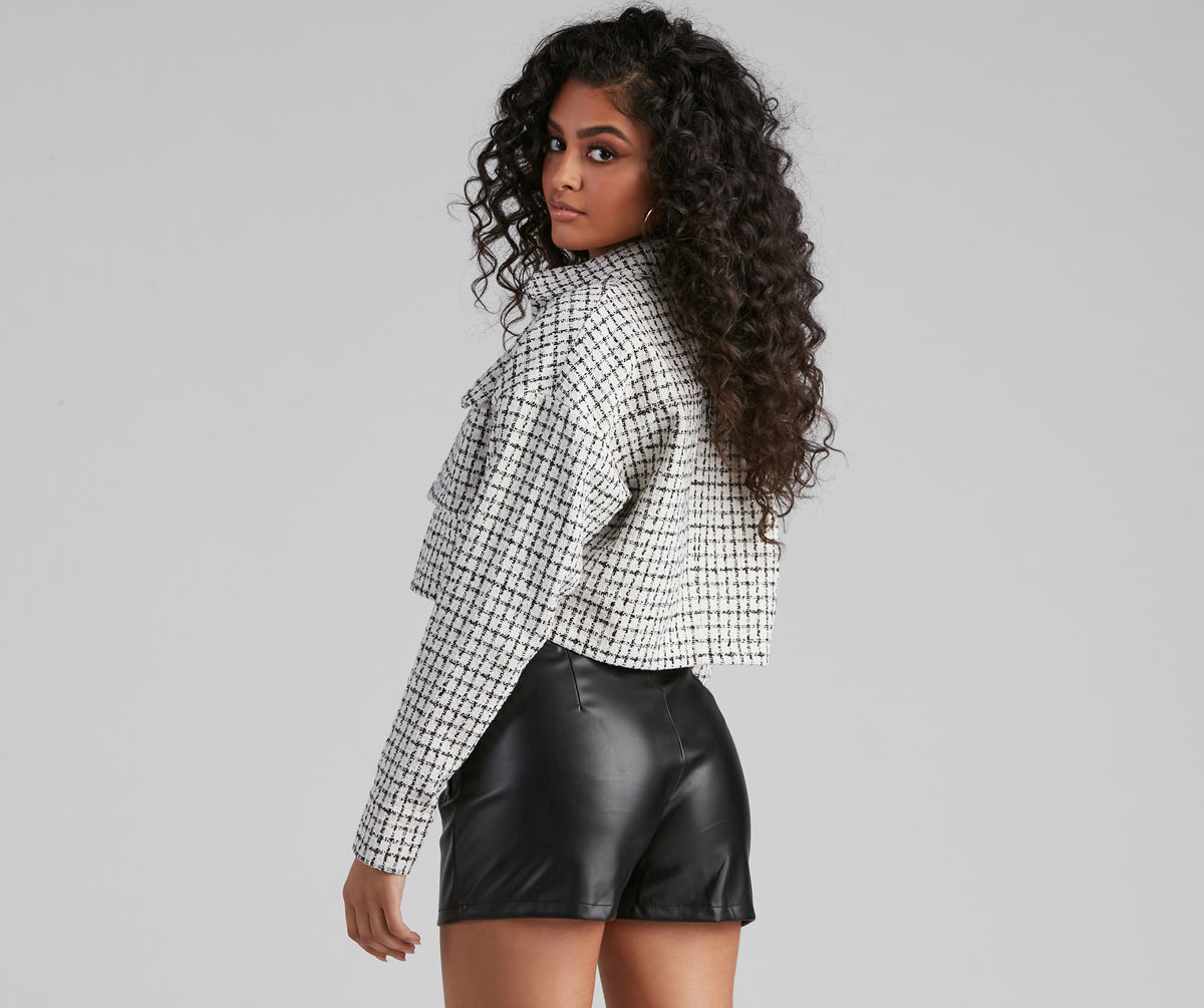 Preppy Element Tweed Crop Jacket