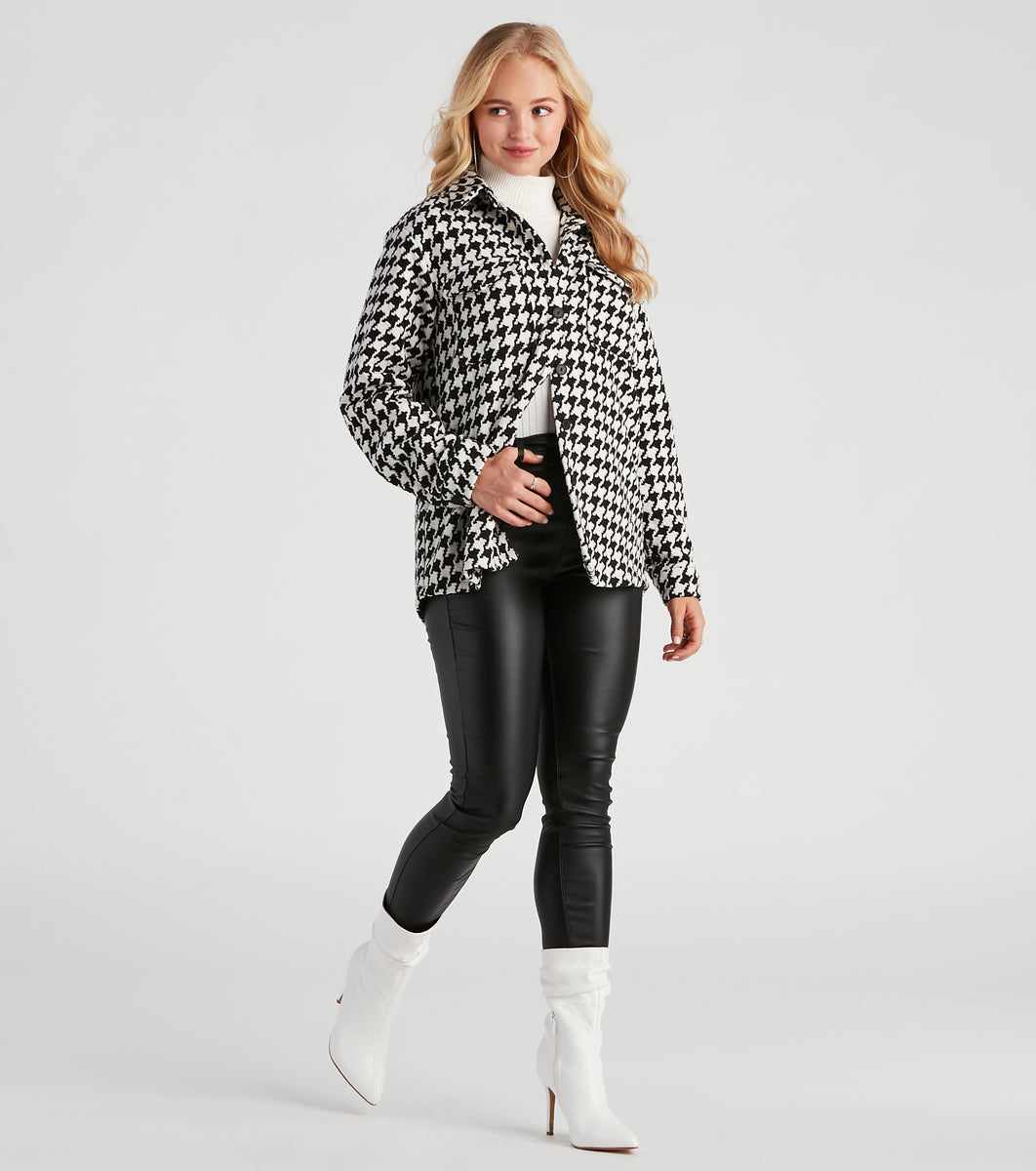 Elevated Chic Houndstooth Woven Shacket