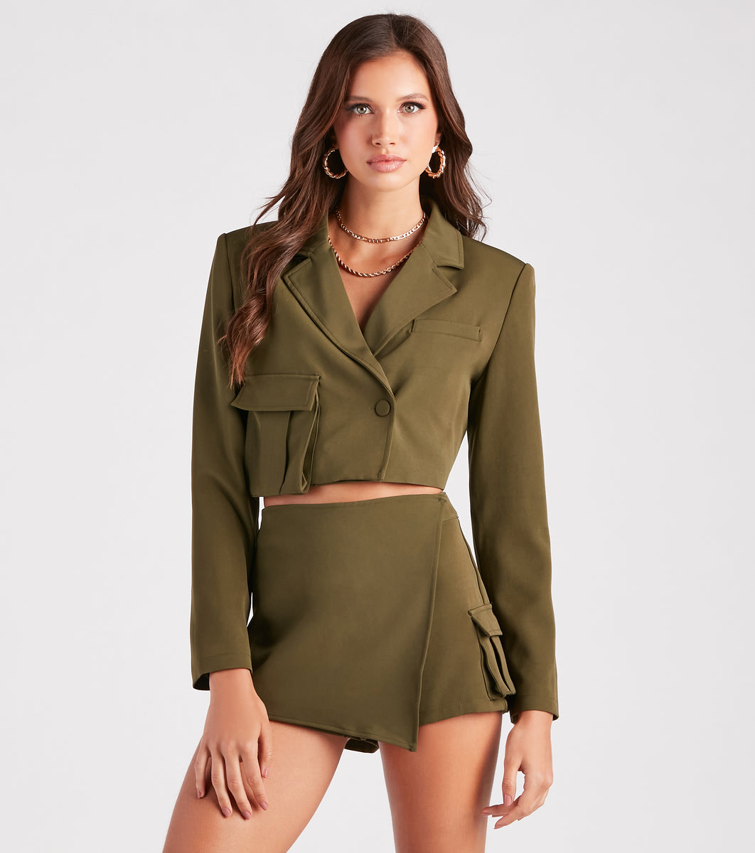 Cargo Cutie Structured Crop Blazer