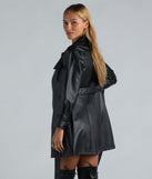 Your fall and winter outfits will be on-trend when you style the Elevated Affair Faux Leather Trench Coat to complete your best outfit of the day or add a layer of stylish warmth to your look!