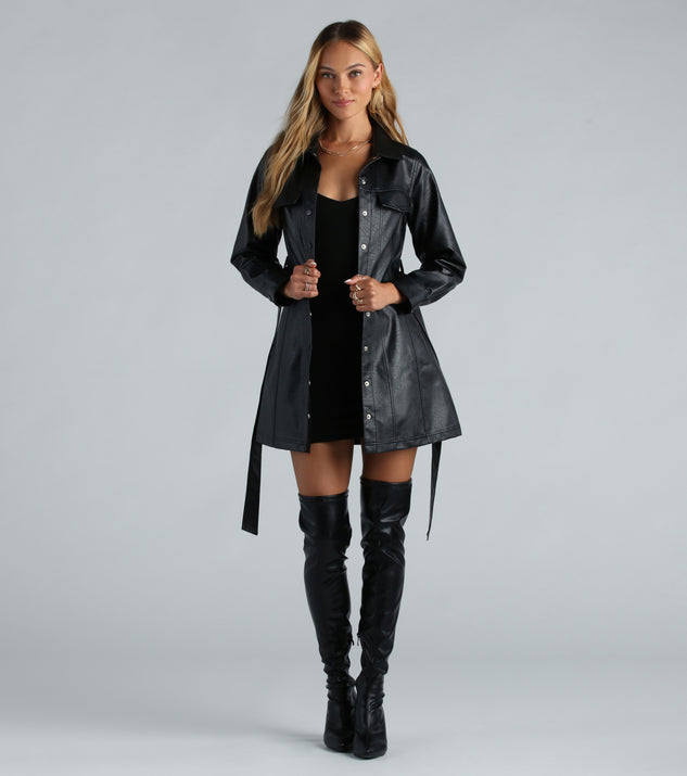 Elevated Affair Faux Leather Trench Coat