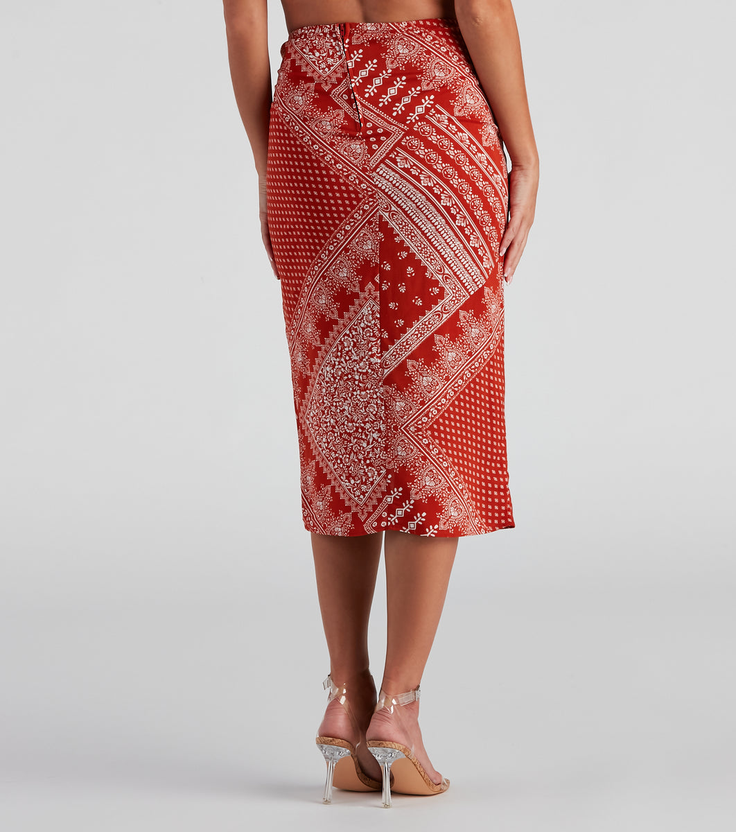 Bohemian Beauty Printed Midi Skirt