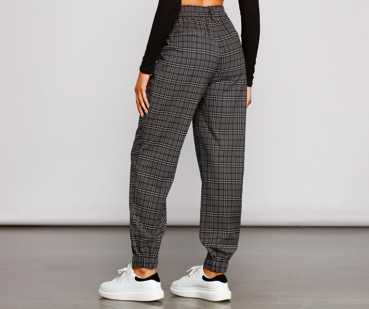 Keeping It Classy High Rise Plaid Jogger