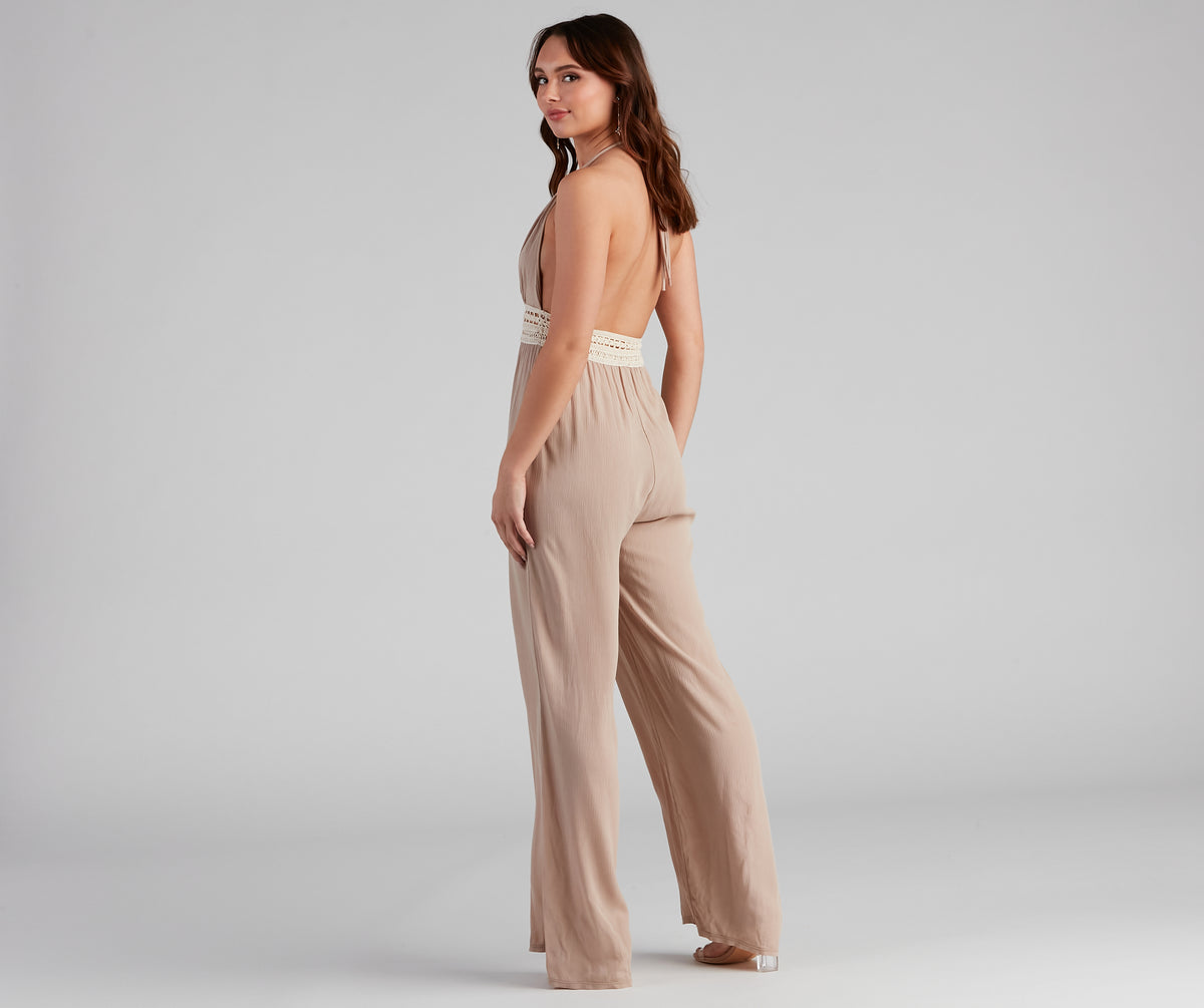 Free Spirit Crochet Waist Jumpsuit