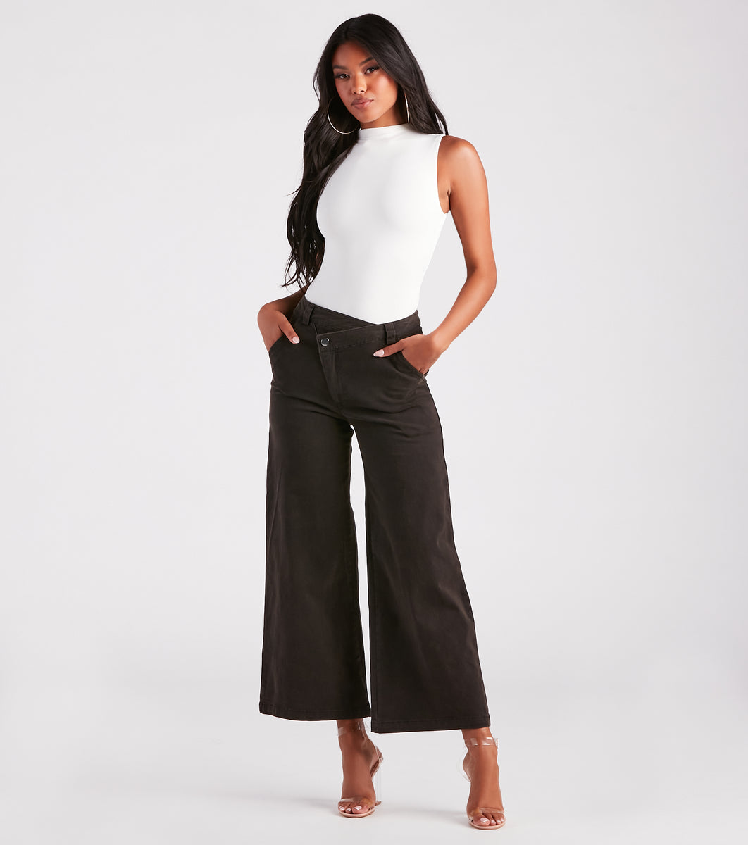 On A Curve Asymmetrical Waist Wide-Leg Pants & Windsor