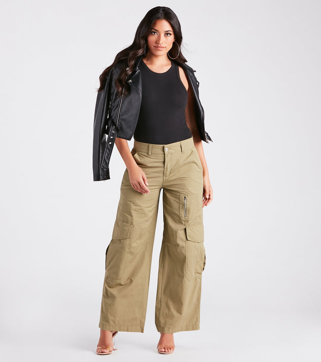 LAILAIJU Women's High Waisted Wide Leg Cargo Pants Casual Straight Leg  Relaxed Fit Trousers with Pockets Summer Trendy
