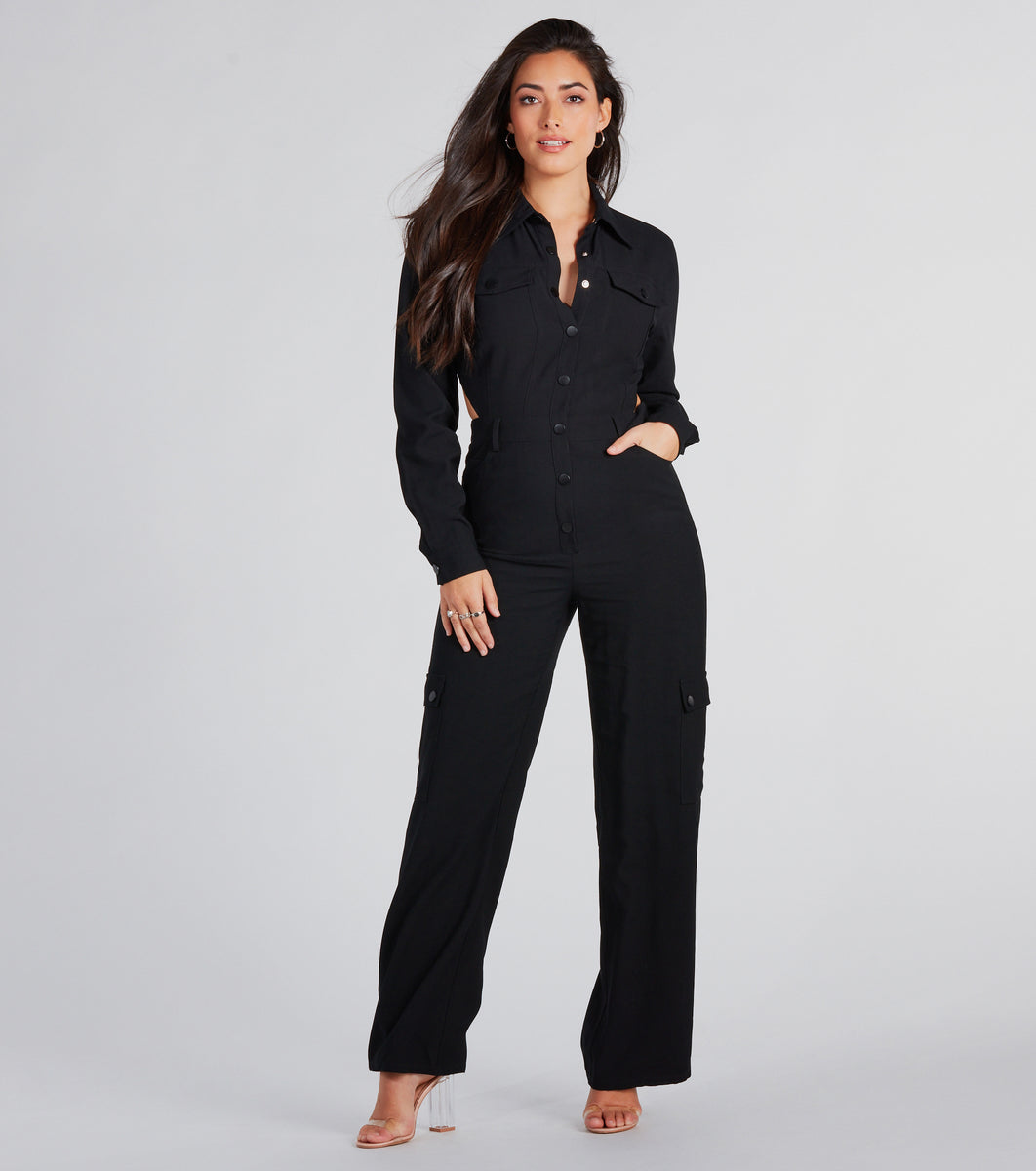 Open To Fun Long Sleeve Backless Jumpsuit & Windsor