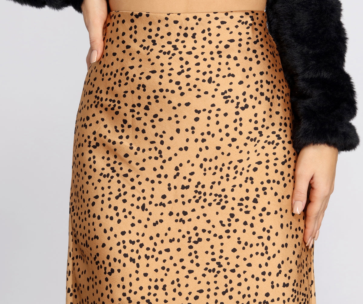 Spotted Flare Midi Skirt