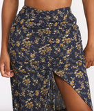 Ditsy Floral Ruched High Slit Maxi Skirt provides a stylish start to creating your best summer outfits of the season with on-trend details for 2023!