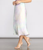 Tie Dye Satin Midi Skirt is a trendy pick to create 2023 festival outfits, festival dresses, outfits for concerts or raves, and complete your best party outfits!