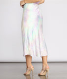 Tie Dye Satin Midi Skirt provides a stylish start to creating your best summer outfits of the season with on-trend details for 2023!