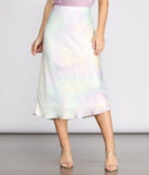 Tie Dye Satin Midi Skirt provides a stylish start to creating your best summer outfits of the season with on-trend details for 2023!