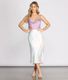 Tie Dye Satin Midi Skirt provides a stylish start to creating your best summer outfits of the season with on-trend details for 2023!