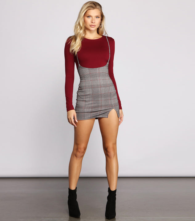 Sassy Plaid Suspender Mini Skirt