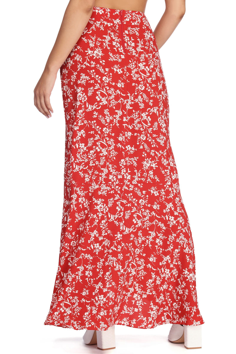 Hollister Social Tourist Floral Column Maxi Skirt