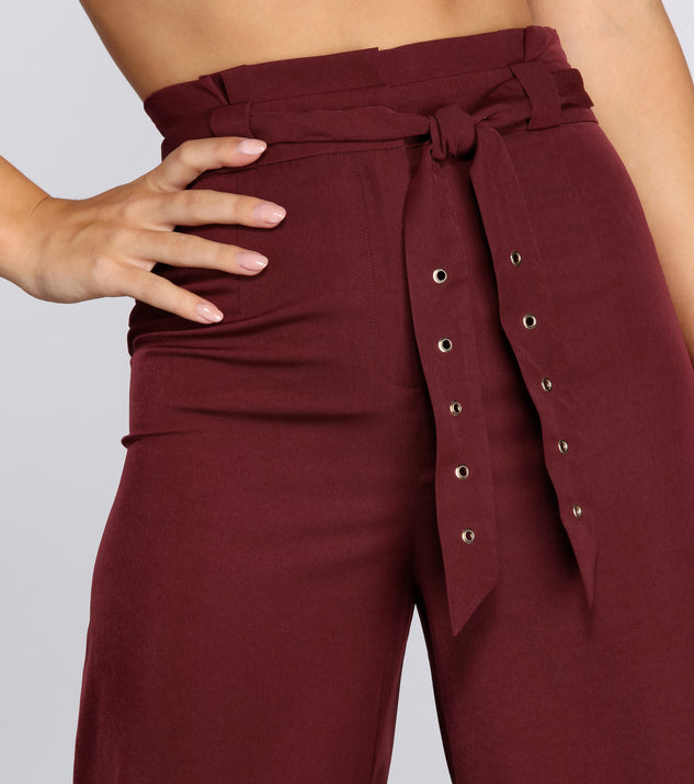 Red Paper Bag Tie Waist Wide Leg Trousers - Kennedy – Rebellious Fashion