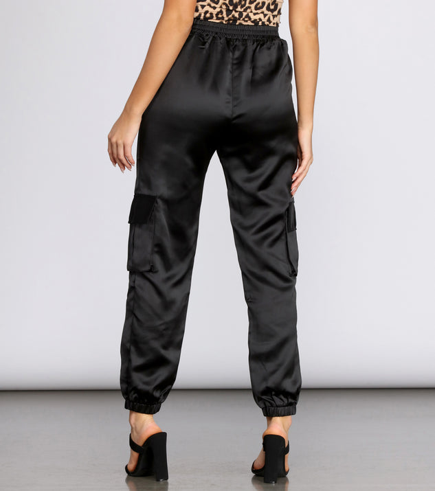 Ruched Ankle Luxe Satin Joggers