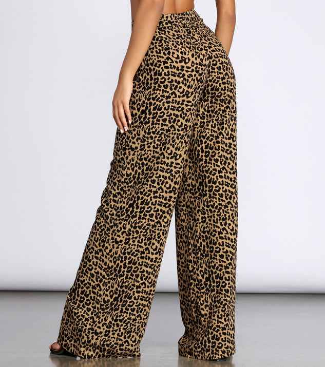 Leopard Print Wide Leg Dress Pants Windsor