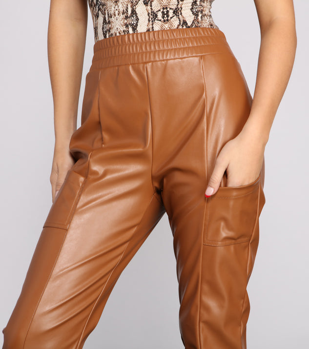 Sleek Vibe Black Vegan Leather High Rise Pants