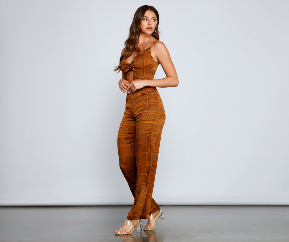 Plaid Perfection Twist Front Jumpsuit & Windsor