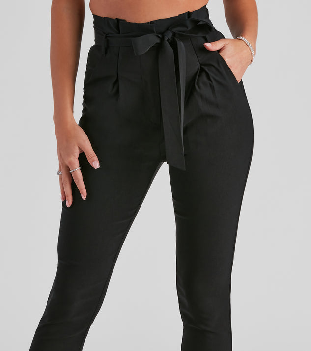 Vero Moda Tall VMBAILEY PAPERBAG BELT PANTS - Trousers - black - Zalando.ie
