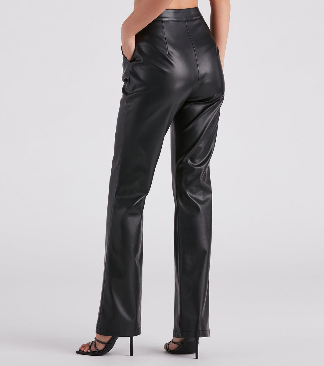 Bar III Petite Faux-Leather Wide-Leg Pants, Created for Macy's