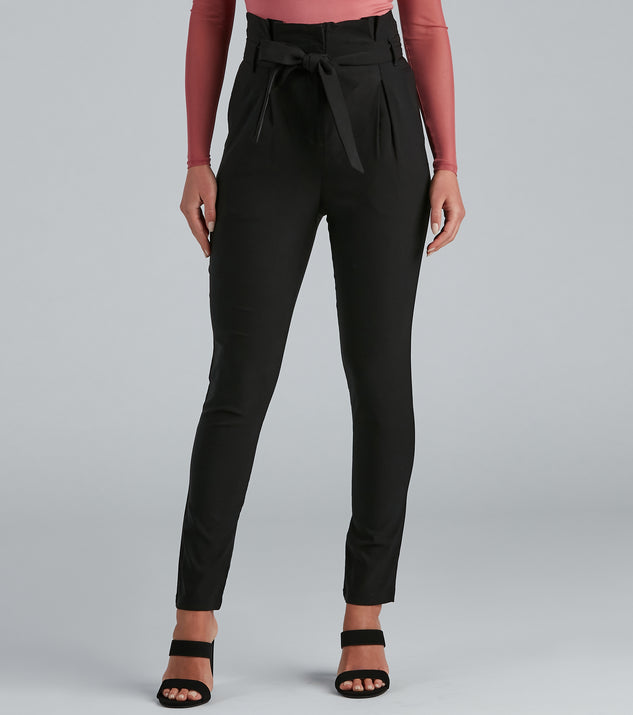 Refresh your fall closet with stylish women's pants like the High Waist Paperbag Skinny Dress Pants in a sleek fabric and a pant leg style that makes your look unique.