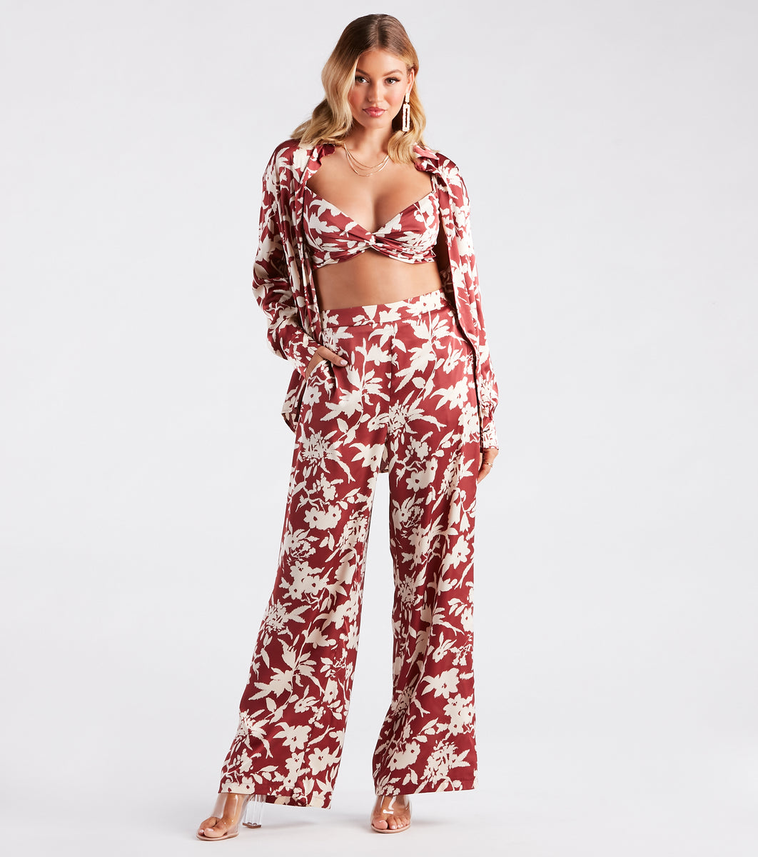 Major Muse Floral Satin Pants