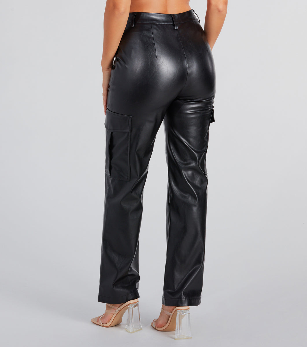And Now This Women's High-Rise Faux-Leather Straight Pants - Macy's