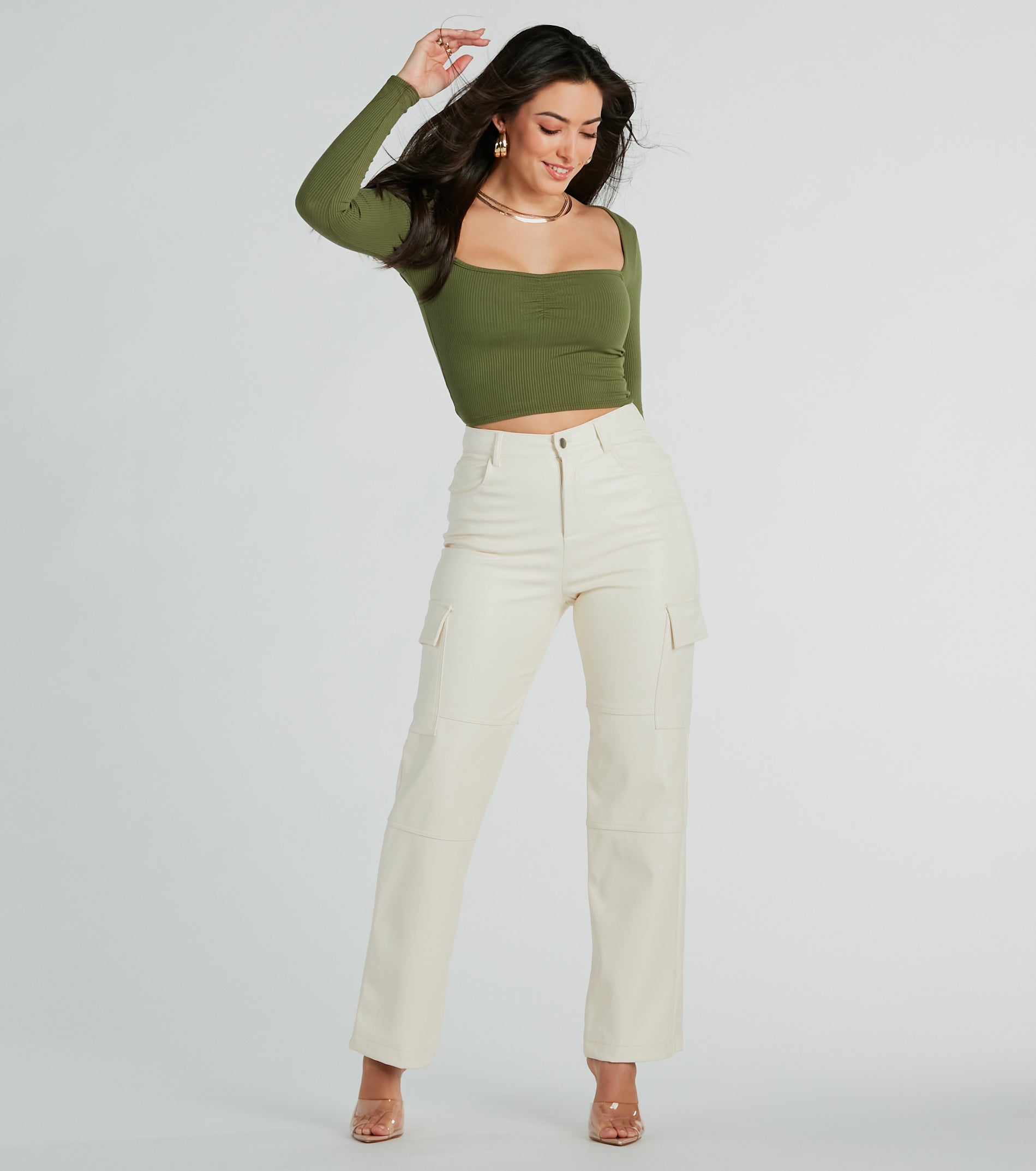 Sleek Straight-Leg Faux Leather Cargo Pants | Windsor