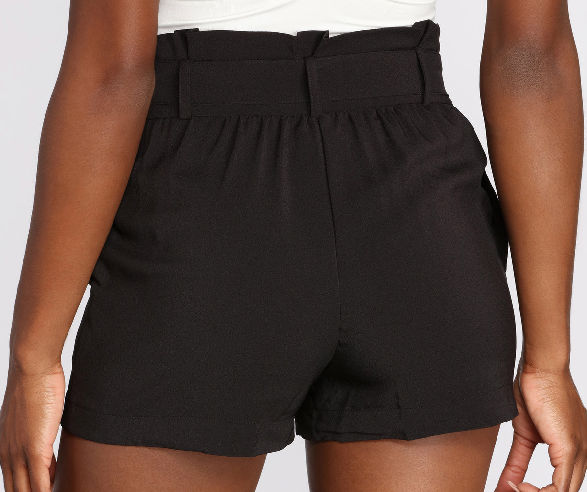 Roll With It Paper-bag Belted Dress Shorts