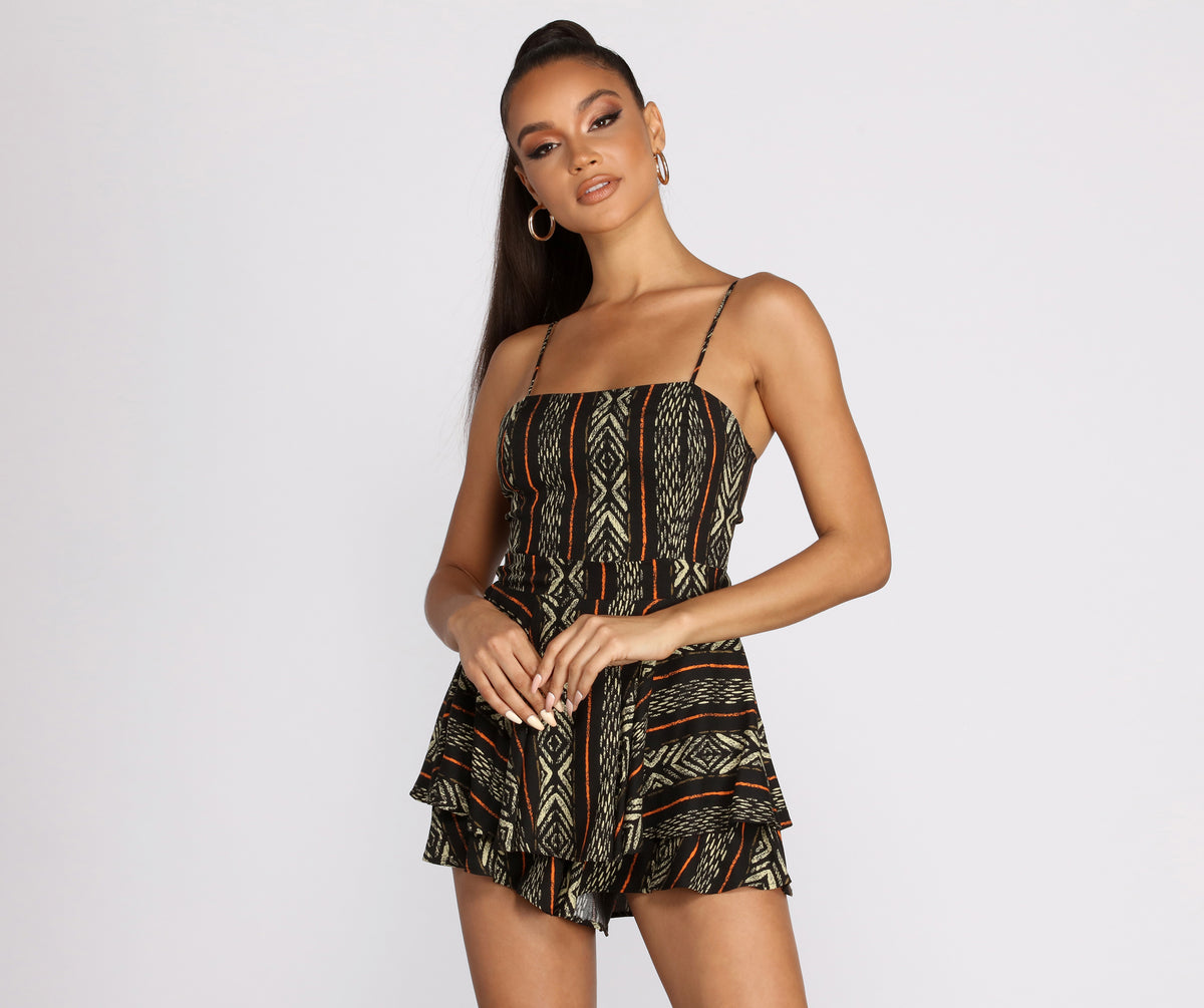 Bold Babe Tribal Tiered Romper