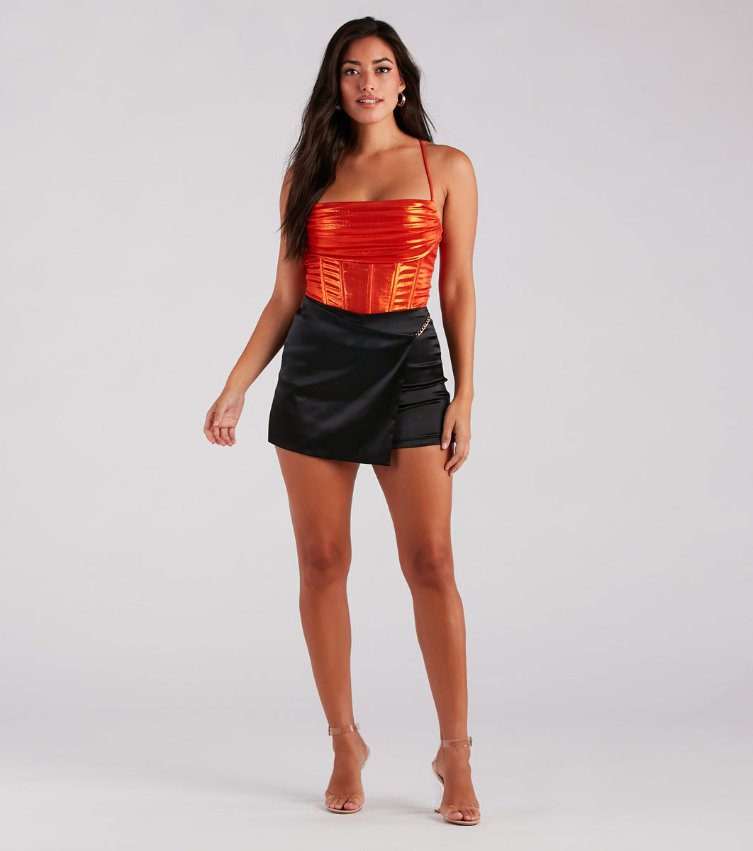 DKNY Tech Uo Exclusive Reflective Wrap Skirt