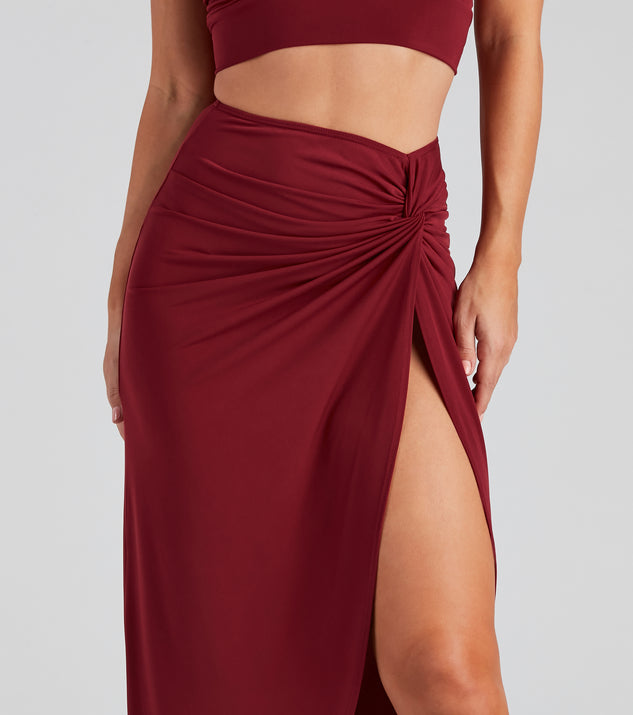 Burgundy wrap shop maxi skirt