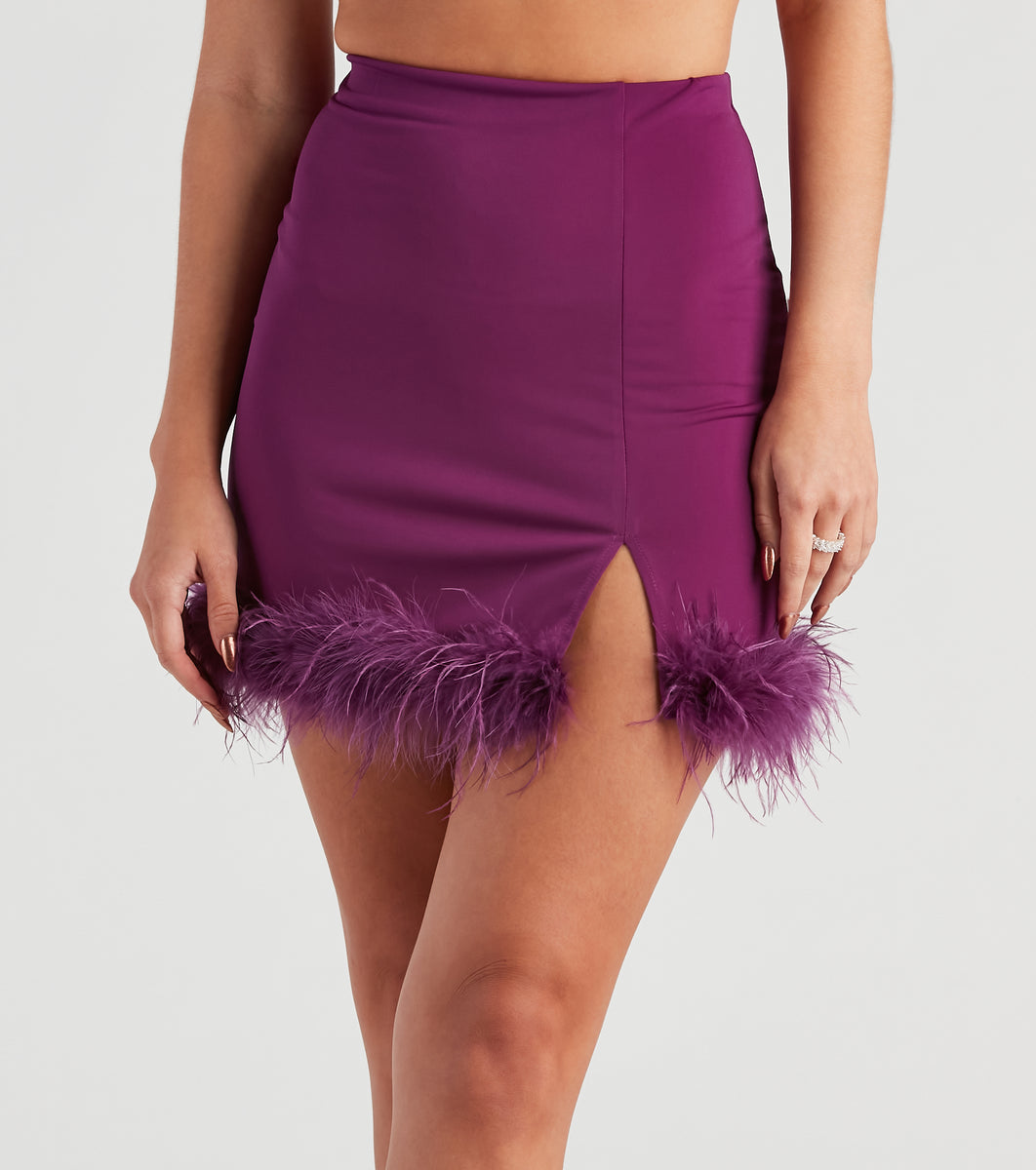 Upscale Diva Marabou Mini Skirt