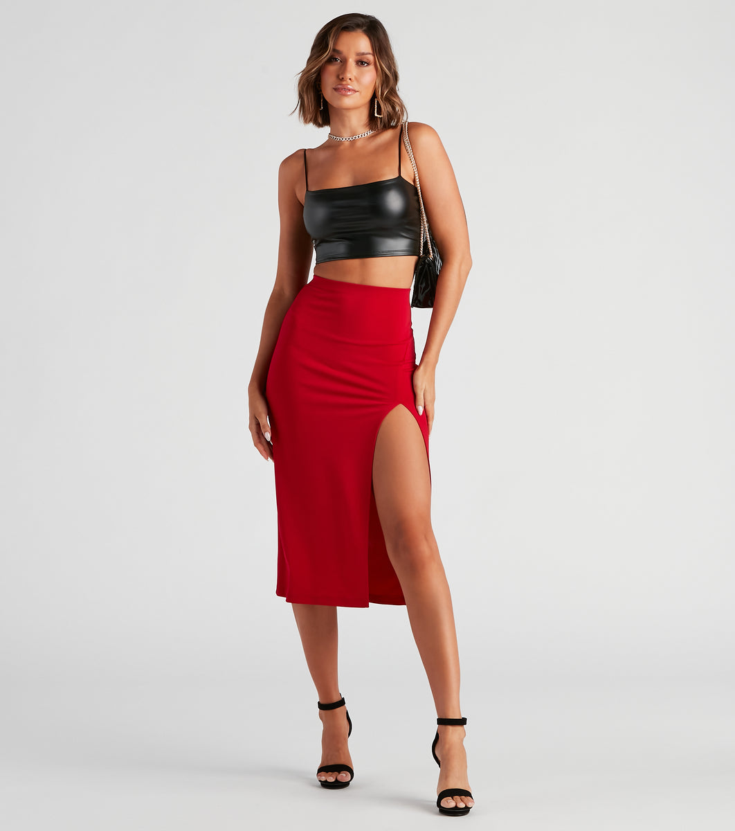 Crêped High-slit Skirt