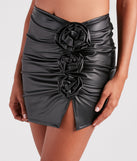 Make It Bloom Faux Leather Rosette Mini Skirt