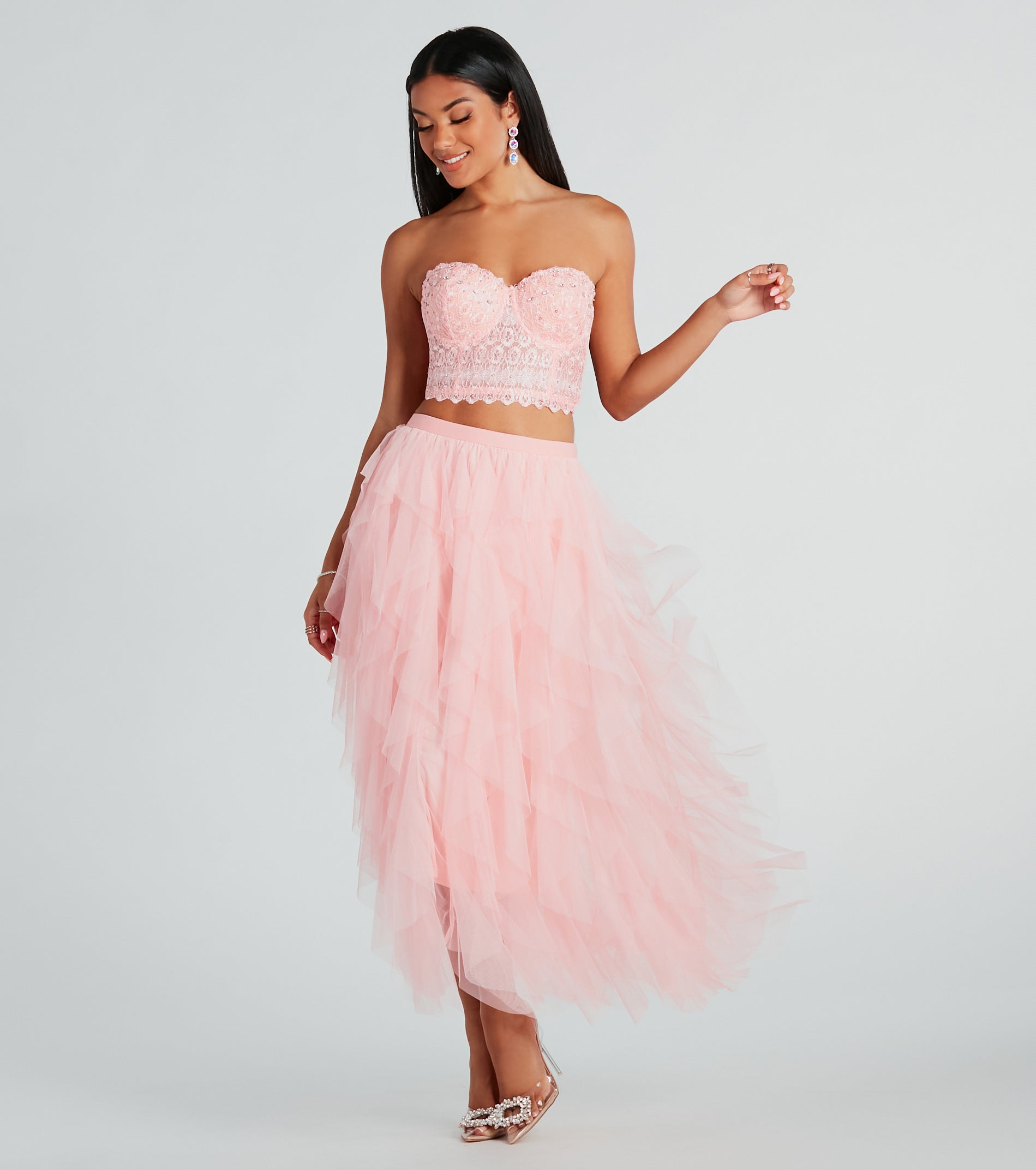 A Little Drama Ruffled Tulle Midi Skirt | Windsor