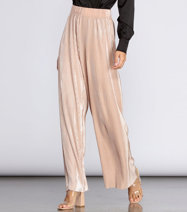 High Waist Pleated Glitter Pants