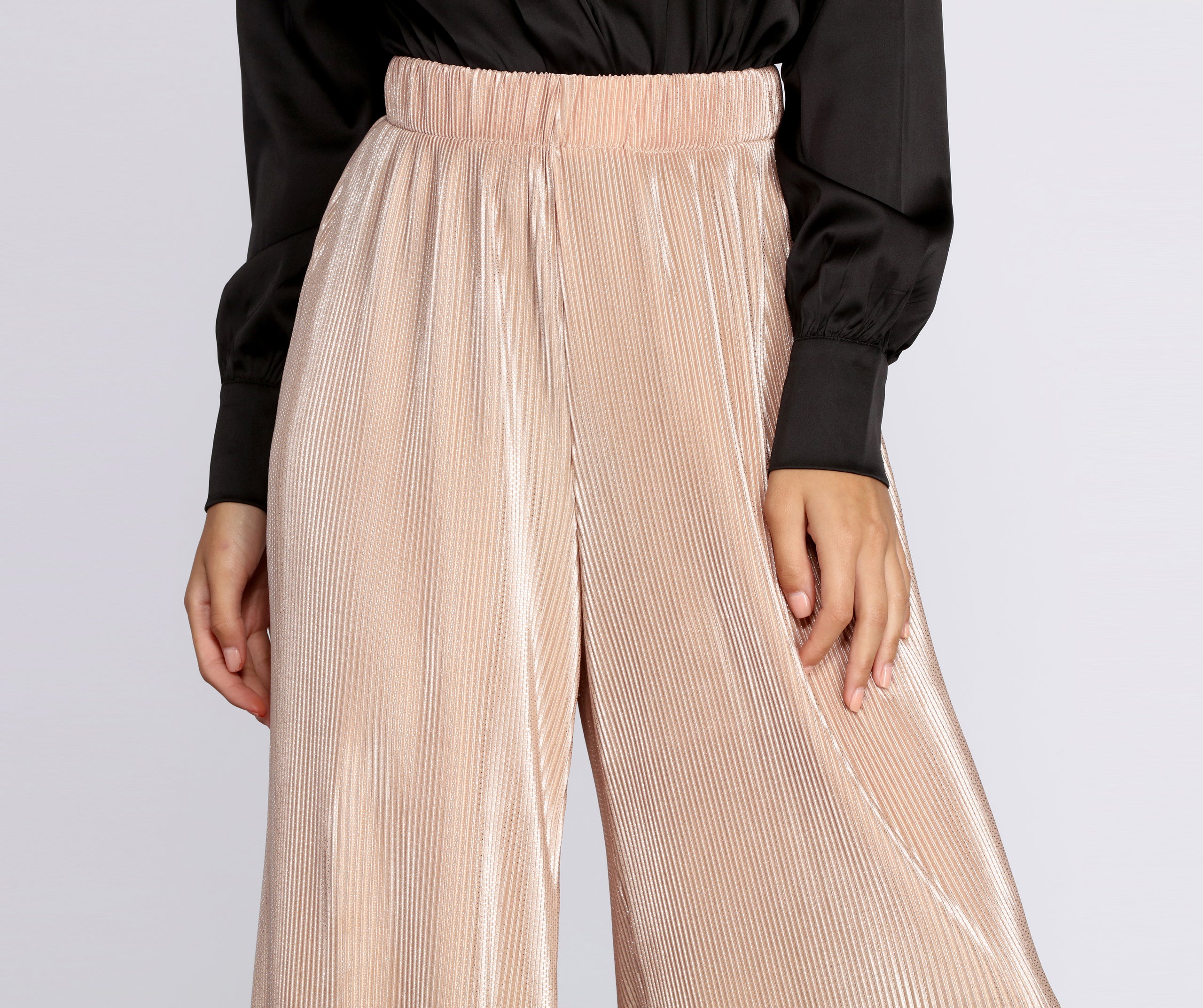 High Waist Pleated Glitter Pants | Windsor