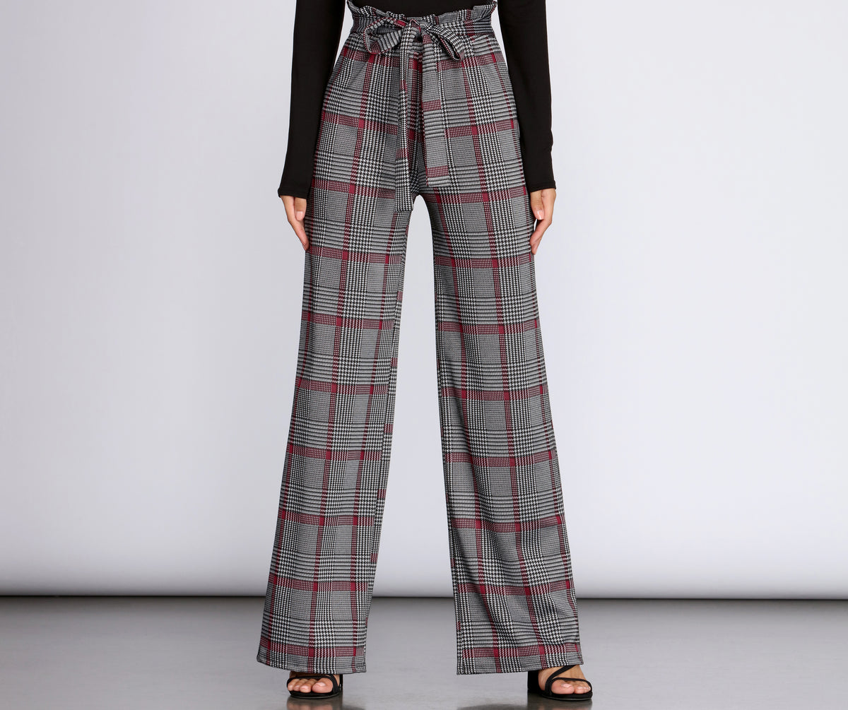 Amazon.com: Women's Plus Size High Waist Plaid Skinny Pants Casual Overlap  Waist Stretchy Tartan Trousers Brown : Clothing, Shoes & Jewelry