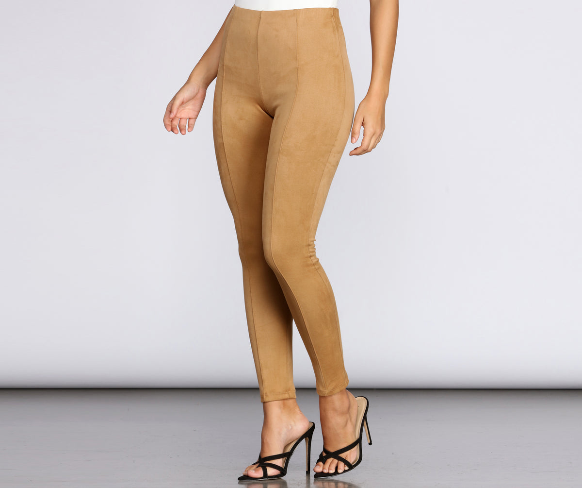 High Waisted Faux Suede Leggings