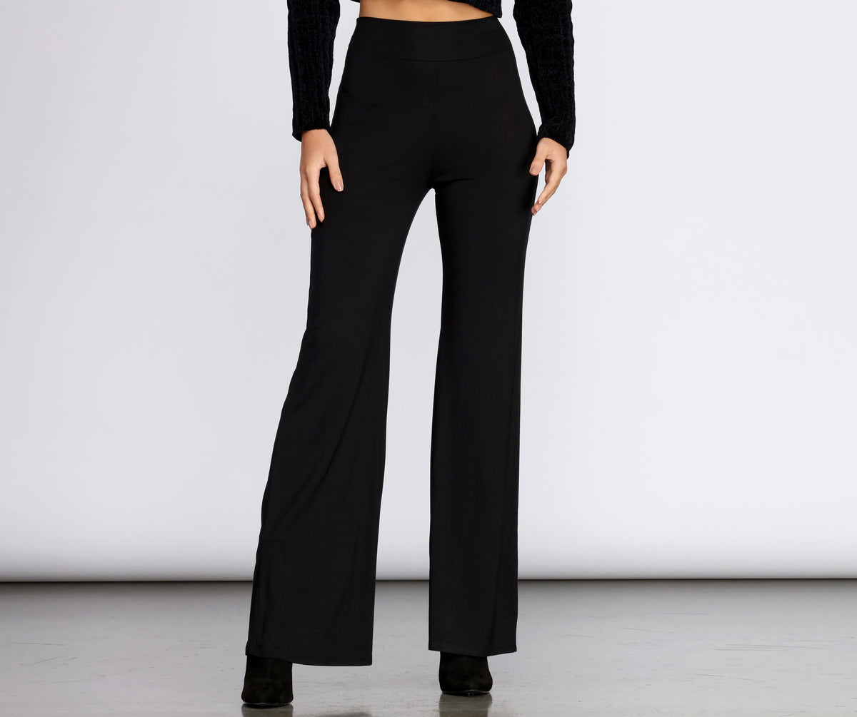 Chico's Petite Travelers Wide Leg Side Slit Ankle Pants