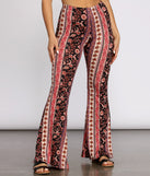 Boho Flair Floral Stripe Flare Pants is a fire pick to create 2023 festival outfits, concert dresses, outfits for raves, or to complete your best party outfits or clubwear!