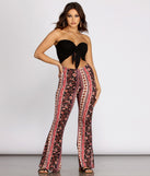 Boho Flair Floral Stripe Flare Pants is a fire pick to create 2023 festival outfits, concert dresses, outfits for raves, or to complete your best party outfits or clubwear!