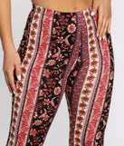 Boho Flair Floral Stripe Flare Pants is a fire pick to create 2023 festival outfits, concert dresses, outfits for raves, or to complete your best party outfits or clubwear!