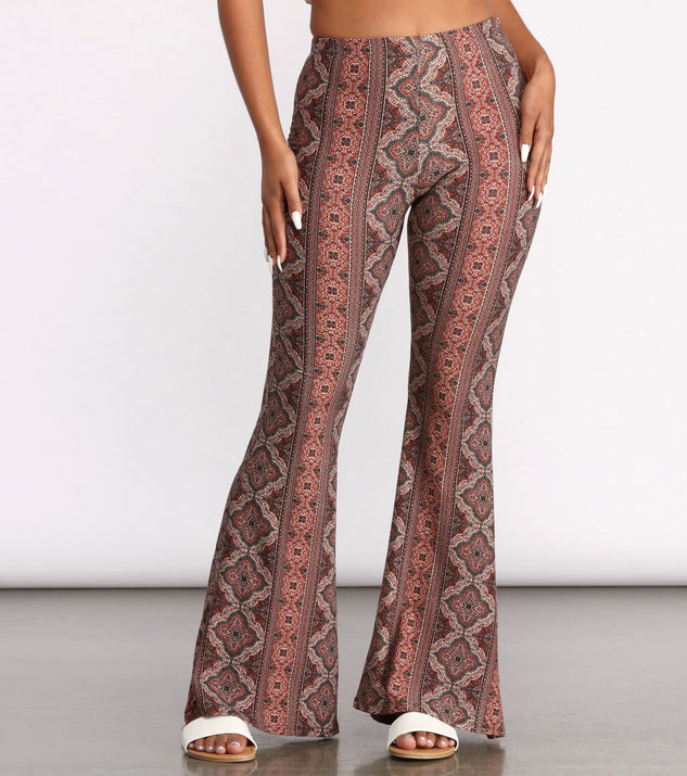 Boho Flair Floral Stripe Flare Pants is a trendy pick to create 2023 festival outfits, festival dresses, outfits for concerts or raves, and complete your best party outfits!