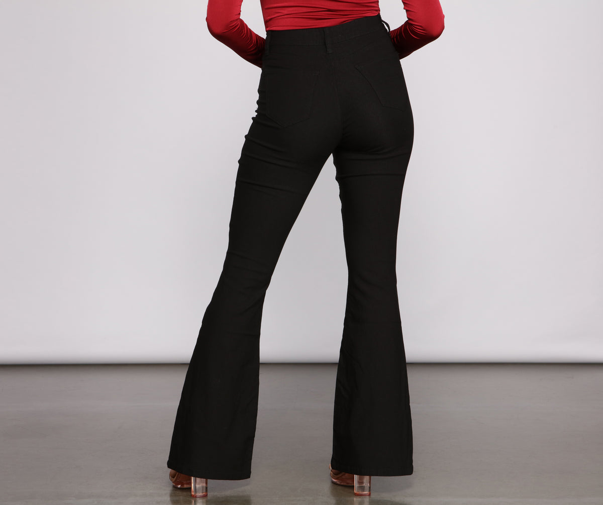 High Rise Ponte Knit Flare Pants
