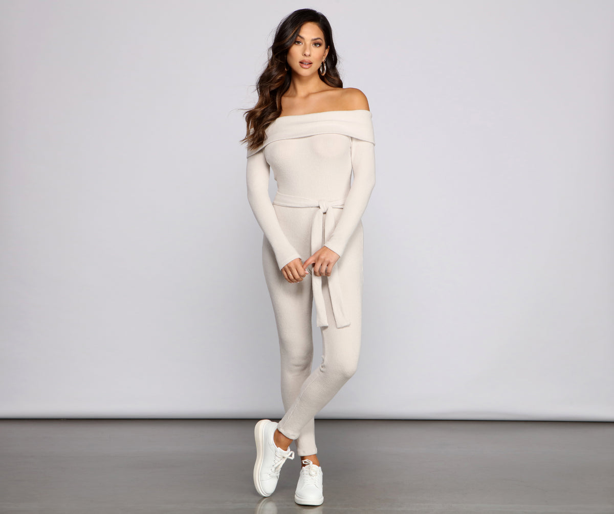 Comfy-Chic Off The Shoulder Catsuit