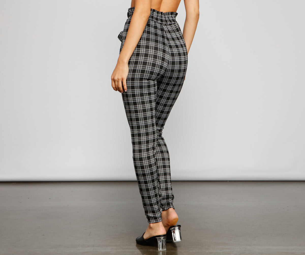 Major Style Plaid Paperbag Pants